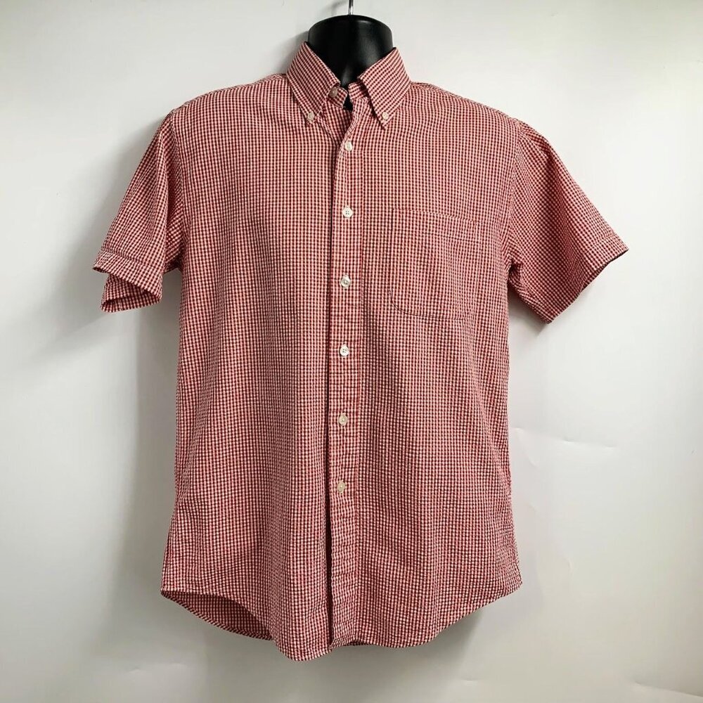 Brooks Brothers Men's Gingham Check Seersucker Button Down Short Sleeves SZ S